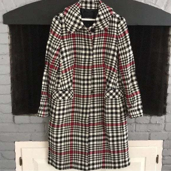 Talbots Plaid Trench Coat with Wide Lapels and Long Length - Picture 1 of 4